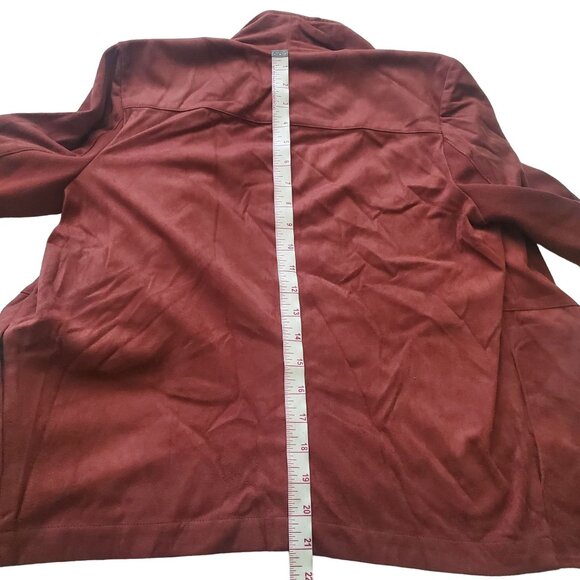 Bb Dakota womens jacket size small Drape Front Pre Faux Suede Cherrywood brown - Picture 6 of 15